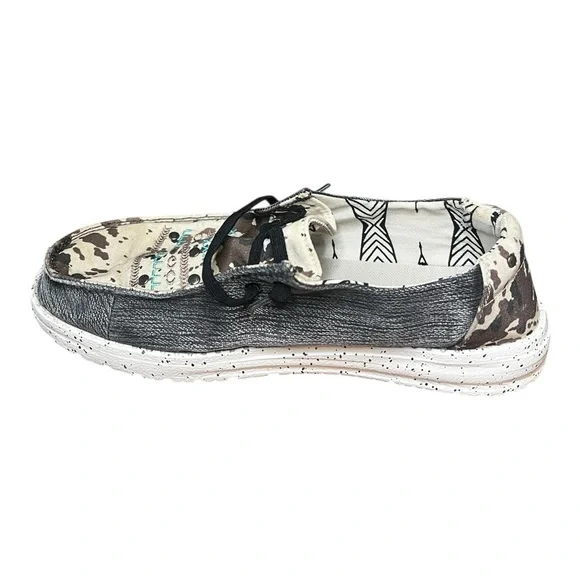 Buckle Exclusive Hey Dude Wendy Rodeo Kingman Shoes Size 8 Cow Print Turquoise - Picture 5 of 12